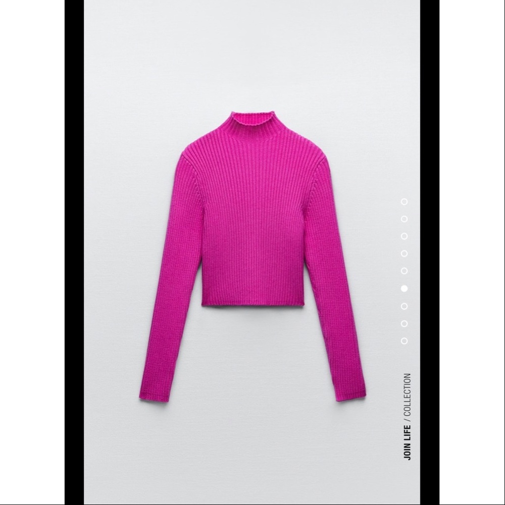 Mock neck cropped knit sweater-